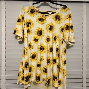 LuLaRoe Yellow Brown Asymmetrical Tunic Top